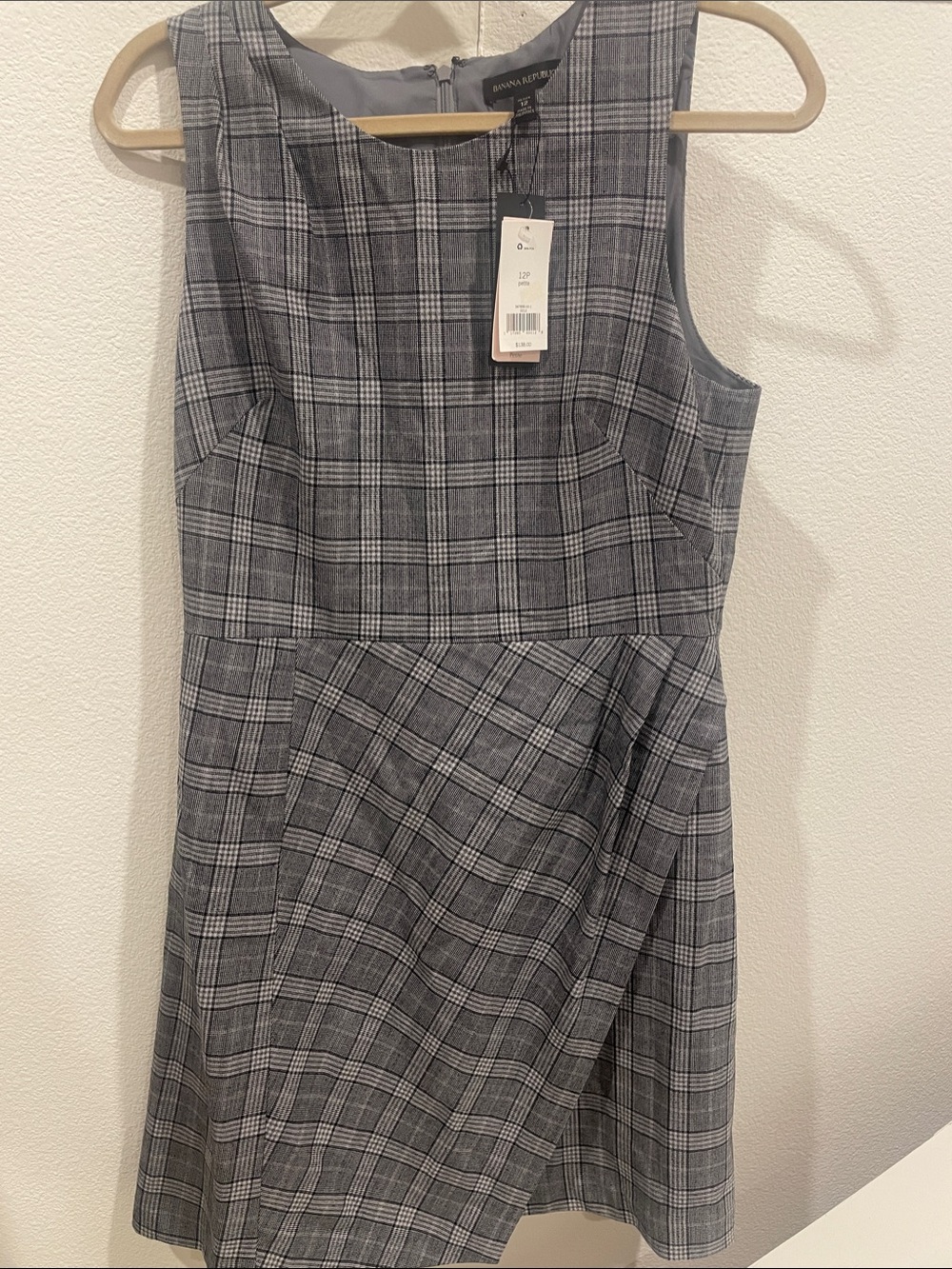 Banana Republic Gray Plaid Midi Dress